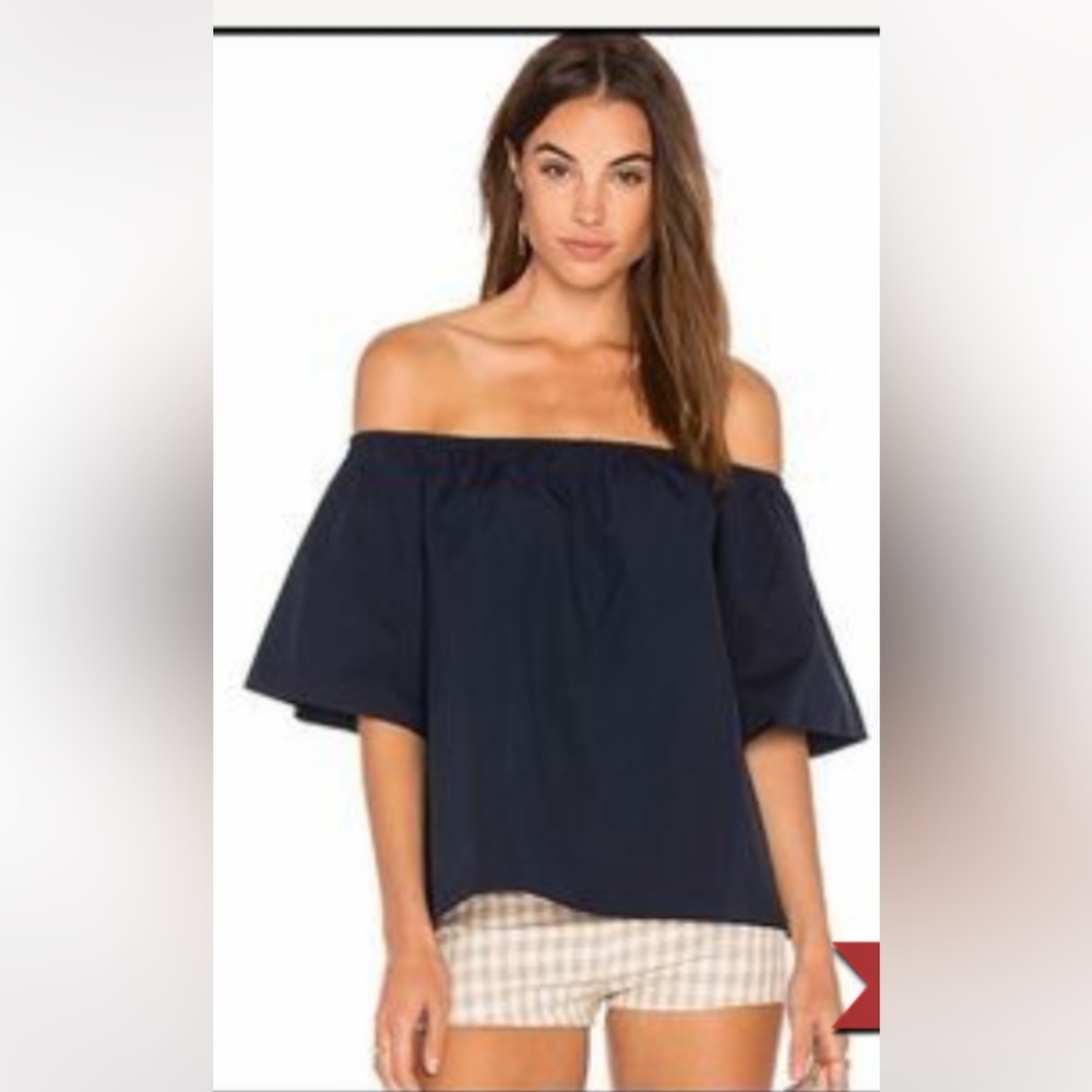 Alice and Olivia off the shoulder navy blue top